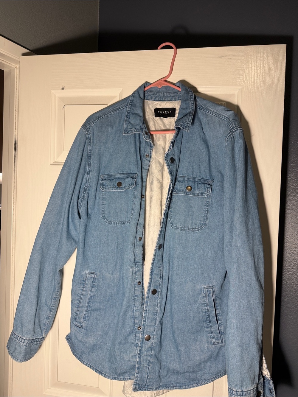 PacSun Light Wash Denim Shirt Jacket in Blue